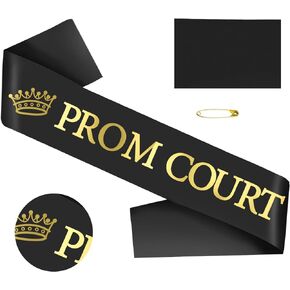 Prom Court Sash-Black and Gold Glitter Prom Court Sash,School Dance Graduation Party School Party Accessories,School Prom King Queen Graduation Party