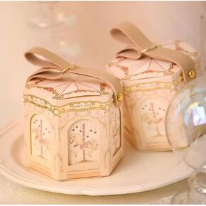 FavorsXtra - 10 Pcs Party Favor Boxes, Treat Containers, Candy Boxes, Favors boxes for a Wedding, Birthday, Baby, or Bridal shower, Full Moon Design Box. (Blue)