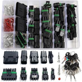 258Pcs Waterproof Automotive Electrical Connectors 1/2/3/4/6 Male&Female Pin 22-14AWG Wire Harness Spark Plug Connector Terminals Plug Kit Car