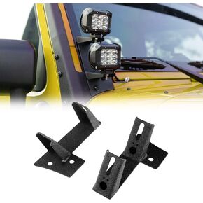 Auxbeam 2PCS Dual A-Pillar Led Light Brackets Lower Windshield Hinge Mounting Brackets for Offroad Light Bar LED Pods Work Lights Compatible with Jeep Wrangler JK 2DR/4DR 2007-2017