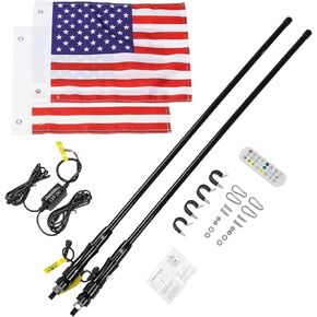 KEMIMOTO 2pc 2ft Whip Lights for Side by Side, LED Whip Lights for UTV ATV Boat Offroad, RF Remote Control Whip LED Compatible with Polaris RZR Can-Am Maverick X3 Sportsman Outlander