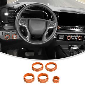 Linskip Dash Control Knob Trim Kit Compatible with 2022 2023 2024 Chevrolet Silverado 1500 & 2022 GMC Sierra 1500, Switch Knob Covers for Chevy Silverado Interior Accessories(Green)