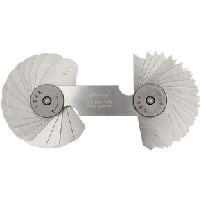 Mitutoyo 186-106, Radius Gage Set, 32 Pairs of Leaves, 7.5mm to 15mm by 0.5mm
