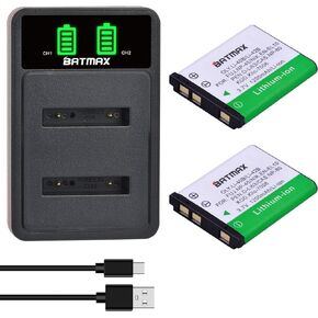 Batmax 2Pcs EN-EL10 NP-45 Battery + Quick LED Dual Charger for Fujifilm NP 45 Nikon EN EL10 Coolpix S60 S80 Coolpix S200 S203 S210 S220 S230 Coolpix S500 S510 S520 S570 S600 S700 S3000 S4000 S5100
