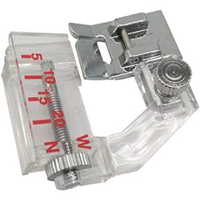 Adjustable Tap Bias Binder Foot for All Low Shank Snap-On Singer, Brother, Babylock, Euro-Pro, Janome, Kenmore, White, Juki, New Home, Simplicity, Elna and More - Adjustable Range from 5mm to 20mm