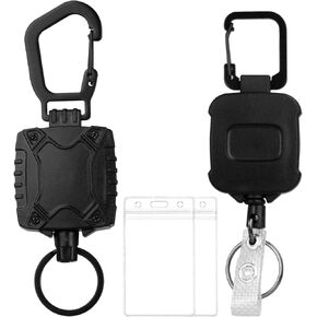 Heavy Duty Retractable Badge Holder Reel Metal Tactical ID Badge Holder Key Chain with Belt Clip Key Ring for Name Card Keychain Rainbow Colorful All Metal Casing with Reinforced Id Strap Key Holder