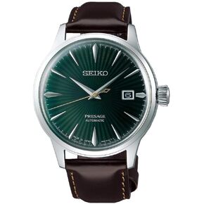 SEIKO mens PRESAGE 'Mockingbird' Cocktail Green Dial with Brown Leather Watch SRPD37J1