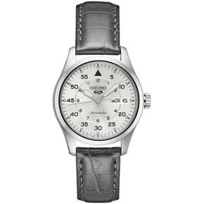 SEIKO SRPJ87 Men's Analog Mechanical Watch - Beige Dial Grey Leather Band - 100 Meters Water Resistant Depth Mechanical Watch