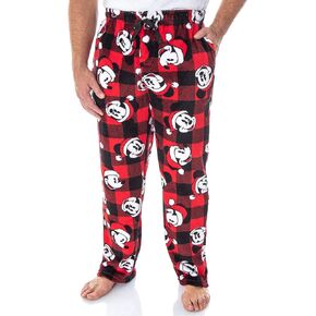 Disney Mickey Mouse Men's Plaid Minky Plush Fleece Pajama Pants