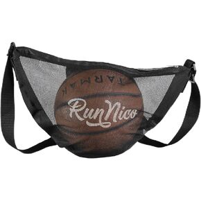 Mesh Single Ball Carry Bag,Foldable Basketball Bags with Adjustable Shoulder Strap,Large Capacity Sports Ball Bag for Carrying Basketball,Volleyball,Football and Rugby