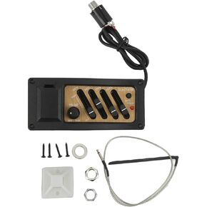 Acoustic Guitar Pickup, Acoustic Guitar Preamp 4 Band Eq Equalizer System Wood Grain Color 7545R Pickup