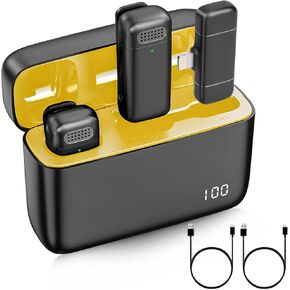 قطعتان من ميكروفون Lavalier اللاسلكي لجهاز iPhone iPad مع علبة شحن - مشبك Ecomxia 7H على ميكروفون لاسلكي لتسجيل الفيديو ومدونات الفيديو واليوتيوب و3 أوضاع Denoise (2 TX + 1 RX + حقيبة شحن) in Kuwait