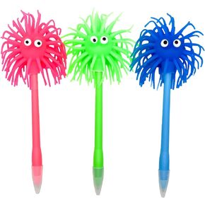 6 PCS Cute Sea Urchin Shaped Pens Soft Rubber Funny Monster Ballpoint Pens For School Christmas Office Party.