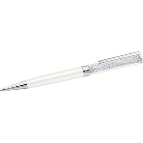 Swarovski Crystalline Ballpoint Pen, Black Ink in White Coloured Casing, Crystal Design, from the Crystalline Collection