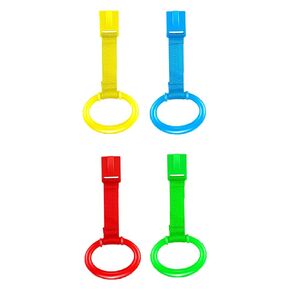 4pcs Walk Assistant Plastic Baby Crib Pull Rings for Baby Baby Pull Up Rings Cot Hanging Rings for Infant Baby Toddler Practice Tool (4 Colors)