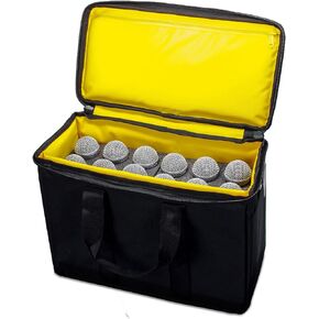 Loudmouth 12 Slot Microphone Case with Foam | Rugged Padded Bag For Wired and Wireless Handheld Dynamic Mics | 16" x 11" x 7.75"