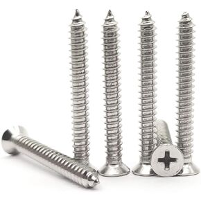 M6x40mm Flat Head Wood Self Tapping Stainless Steel Screw Phillips Head Self Drilling 25pcs