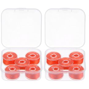 2set Prewound Bobbin Thread with Storage Plastic Case for Embroidery and Sewing Machine, Orange