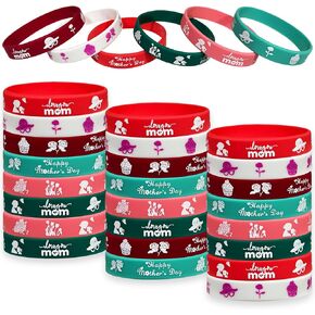 24 عبوة من أساور السيليكون لعيد الأم السعيد، لوازم الحفلات، شكرًا لك أمي، أساور معصم مطاطية تحفيزية، أفضل هدايا عيد ميلاد للأم، هدايا جوائز، مجموعة من الأساور، حقيبة جودي in Kuwait