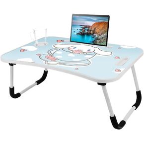 Kawaii Laptop Desk Foldable Kawaii Bed Desk Table Cute Folding Breakfast Tray Portable Lap Standing Desk Notebook Stand Reading Holder for Bed/Couch/Sofa/Floor (Blue)