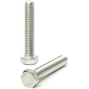 1/4"-20 x 2" Hex Head Tap Bolt Cap Screw, Stainless Steel 18-8, Fully Threaded, Bright Finish, Machine Point, Quantity 25 by Bridge Fasteners