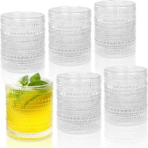 نظارات الكوكتيل 10 أونصة من Hobnail مجموعة أكواب الشرب مكونة من 6 قطع، أدوات زجاجية عتيقة، أكواب زجاجية مزخرفة، نظارات مائية، مجموعة نظارات جوبيتر للأزياء القديمة، شفافة