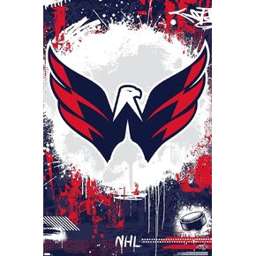 Trends International NHL Washington Capitals - Maximalist Logo 23 Wall Poster, 14.72" x 22.37", Barnwood Framed Version