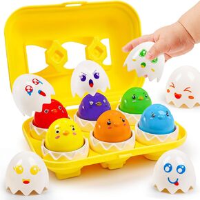 Dinosaur Matching Eggs Toys for Toddlers- Montessori Sensory Fun Educational Learning Fine Motor Puzzle Matching Games Best Easter Basket Stuffers Birthday Gifts for 1-3 Years Old Boys Girls