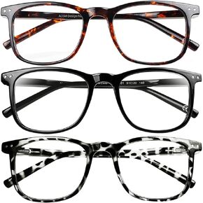 Blue Light Blocking Glasses, Blue Blocker Computer Glasses for Men Women, Anti Glare 400 UV & Eye Strain Fake Square Glasses(Tortoise + Black+ Leopard)