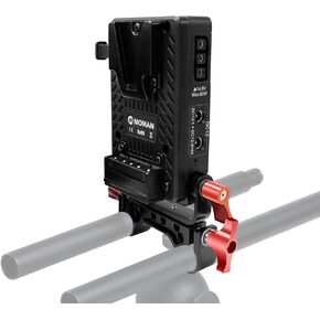 Moman MVBP-S Mini V Mount Battery Plate with 15mm Rod Clamp, Dual USB-C Output & 8V/12V DC Output & 14.8V D-Tap Output, Power Supply with 4×DC Cables for BMPCC 4K/6K DSLR Camera Camcorder