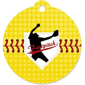 Big Dot of Happiness Grand Slam - Fastpitch Softball - Birthday Party or Baby Shower Favor Gift Tags (Set of 20)