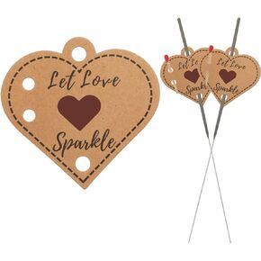 100 قطعة من بطاقات كرافت لحفلات الزفاف، "Let Love Sparkle" بطاقات أكمام للديكور على شكل قلب ريفي لحفلات الزفاف، والذكرى السنوية، والحفلات، والتخرج، وأعياد الميلاد، وحدث الخطوبة