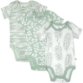 HonestBaby unisex-baby 3-pack Short Sleeve Bodysuits One-piece 100% Organic Cotton for Infant Baby Boys, Girls, Unisex