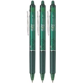 PILOT FriXion Ball Clicker Retractable Erasable Gel Pen, Fine Point, 0.7mm, Green Ink, 3 Count