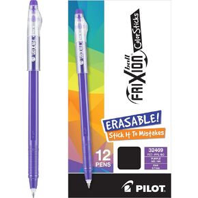 Pilot, FriXion ColorSticks Erasable Gel Ink Pens, Fine Point 0.7 mm, Pack of 12, Blue