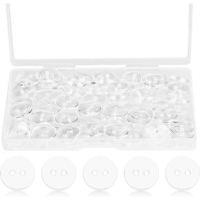 Resin Clear Buttons 2 Hole with Storage Box, 1/2 Inch Transparent Round Sewing Buttons Shirt Buttons Bulk for Sewing and DIY Craft, Handmade, Decorative Clothing（100Pack）