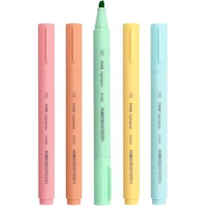 Kaco Aesthetic Cute Highlighters, 5 Pieces Assorted Macarons Color Ink Bible Markers Pastel, No Bleeds, Quick Dry Office School Supplies Stationery