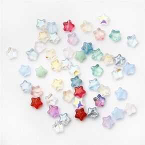 120Pcs Mix Color Star Beads, Five Pointed Stars Crystal Glass Beads for Bracelets, Cute Pentagram Star Charms Bracelet Making Kit Beads for Bracelets Necklace Earring DIY Craft Beading Supplies (8mm)