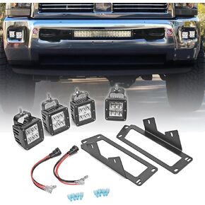 4X 3 Inch 24W Dually LED Fog Light Pods with Quick-Detach Wiring Plug and Fog Lamp Location Mounting Bracket Fits for Dodge 2010-2019 Ram 2500 3500, 2009-2012 Ram 1500