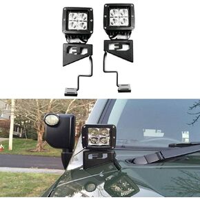 12W Cube Spot Beam LED Front Cowl Light Kit w/Windshield Pillar Steel Mounting Brackets for Toyota Fj Cruiser 2007-2016