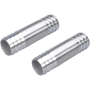 Stainless Steel 3/8" Hose Barb Splicer Mender Euqal Barbed Coupler Round Union Adapter (Pack of 2)