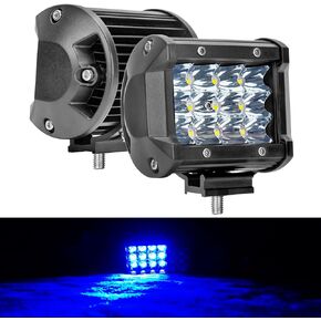 Red Led Light Bar 4-inch 36W Triple Row Spot Light Bar 3600Lm Led Pods Waterproof Off-road Fog Lights with Bottom Brackets for Trucks Motor ATV UTV SUV Car Off-Road Boat 12V 24V