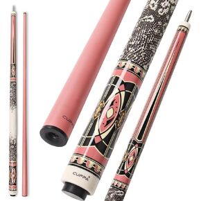 Cuppa Woman Carbon Fiber Pool Cue Stick 10.5/11.5/12.5mm Tip Ladies Leather Wrap Pink Low Deflection Pool Stick with Case Professional