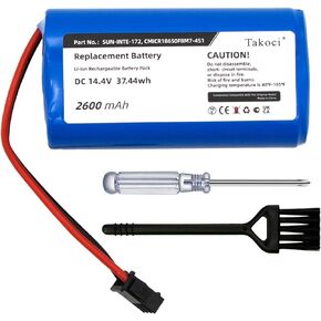 2600mAh Replacement Battery for Coredy R300 R3500 R3500S R500 R500+ R550 R580 R600 R650, Tesvor V300 X500 X500 Pro and Amarey A800 A900 Series Robot Vacuum fits Part Number SUN-INTE-273