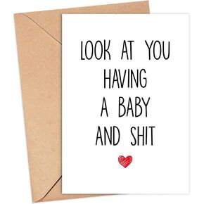 Funny New Baby Card With Envelope - Silly Card For Parents To Be - Congratulatory Card For Pregnancy Reveal For Mom - Dad - Baby Shower Congratulations Present