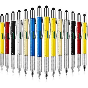 30 Pieces Tool Pen 6-in-1 Multitool Tech Tool Pen with Ruler, Level Gauge, Ballpoint Pen, Stylus Pen, Screwdriver and Slotted Screwdriver Multifunction Pen Tool Gadget for Men Dad (Assorted Color)