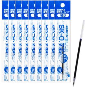 Zebra B-BR-6A-SK-BL Clip-on Oil-Based Ballpoint Pen Refill, SK-0.7 Core, Blue, 10 Pieces