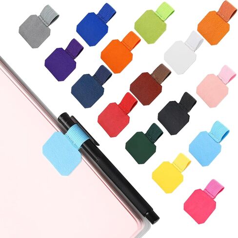 16 Pcs Pen Loop Self-Adhesive Pencil Loop Holders Pen Holder Elastic Pen Loop Leather Designed Pen Holder Loop for Stylus, Pencil, Notebooks Journals(16 Colors) in Saudi Arabia