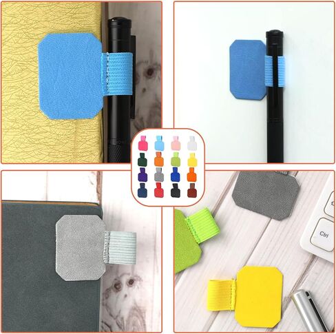 16 Pcs Pen Loop Self-Adhesive Pencil Loop Holders Pen Holder Elastic Pen Loop Leather Designed Pen Holder Loop for Stylus, Pencil, Notebooks Journals(16 Colors) in Saudi Arabia