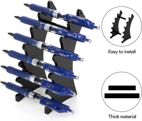 حامل أقلام بلاستيكي من SOUJOY مكون من 8 قطع، حامل عرض القلم ذو 6 فتحات، رف قلم الحواجب الأسود، منظم فرش المكياج لمتجر المدرسة والمكتب المنزلي in Kuwait